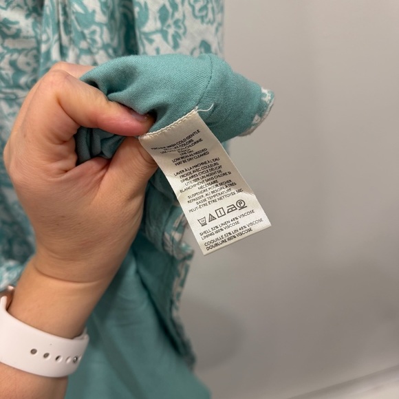 Anthropologie Maeve Button Front Belted Wrap Maxi Dress in Sky Size XL Linen - Picture 9 of 10